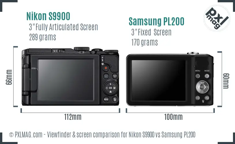 Nikon S9900 vs Samsung PL200 Screen and Viewfinder comparison Nikon S9900 vs Samsung PL200 Screen and Viewfinder comparison