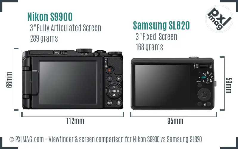Nikon S9900 vs Samsung SL820 Screen and Viewfinder comparison Nikon S9900 vs Samsung SL820 Screen and Viewfinder comparison