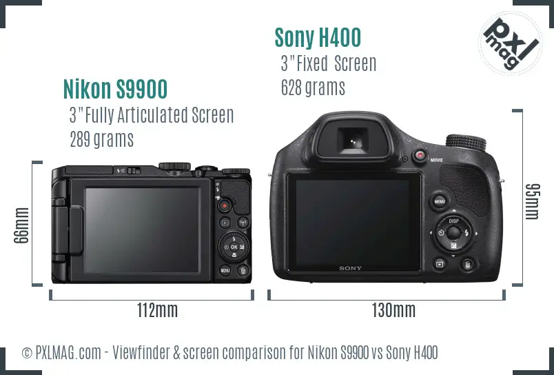 Nikon S9900 vs Sony H400 Screen and Viewfinder comparison