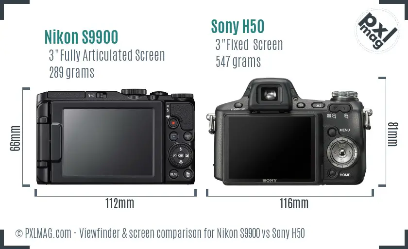 Nikon S9900 vs Sony H50 Screen and Viewfinder comparison Nikon S9900 vs Sony H50 Screen and Viewfinder comparison