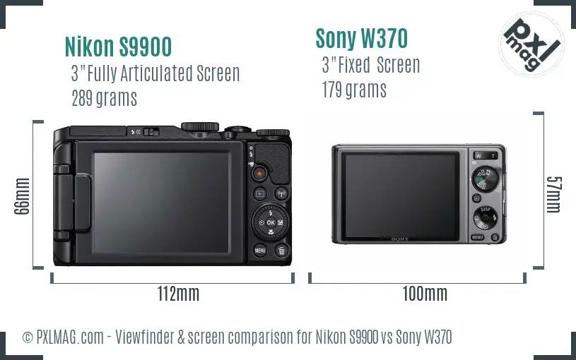 Nikon S9900 vs Sony W370 Screen and Viewfinder comparison Nikon S9900 vs Sony W370 Screen and Viewfinder comparison