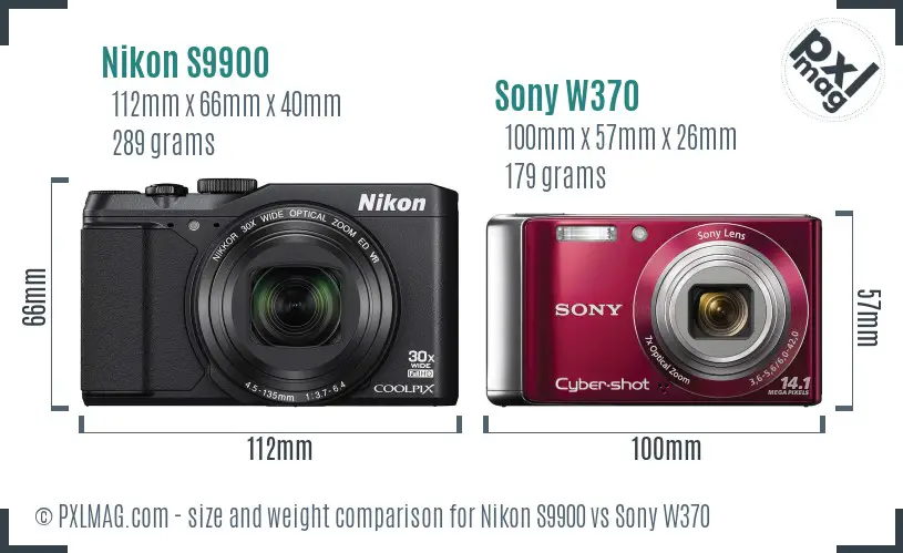 Nikon S9900 vs Sony W370 size comparison Nikon S9900 vs Sony W370 size comparison