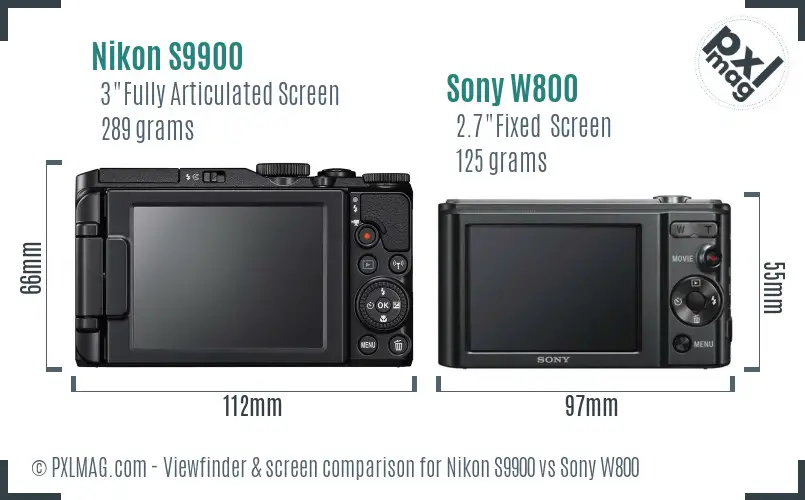 Nikon S9900 vs Sony W800 Screen and Viewfinder comparison Nikon S9900 vs Sony W800 Screen and Viewfinder comparison