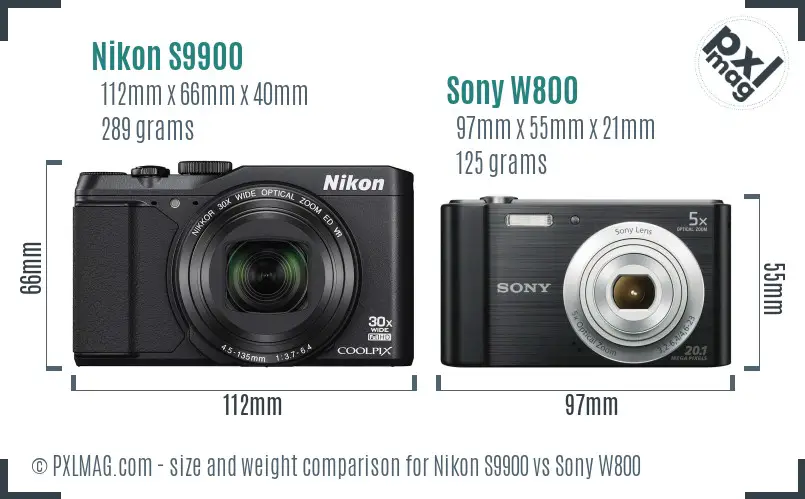 Nikon S9900 vs Sony W800 size comparison Nikon S9900 vs Sony W800 size comparison