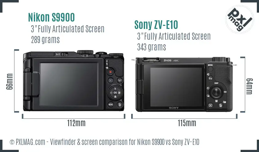 Nikon S9900 vs Sony ZV-E10 Screen and Viewfinder comparison Nikon S9900 vs Sony ZV-E10 Screen and Viewfinder comparison