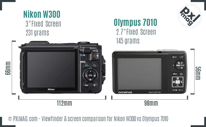 Nikon W300 vs Olympus 7010 Screen and Viewfinder comparison