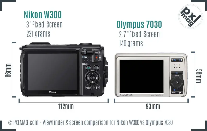 Nikon W300 vs Olympus 7030 Screen and Viewfinder comparison