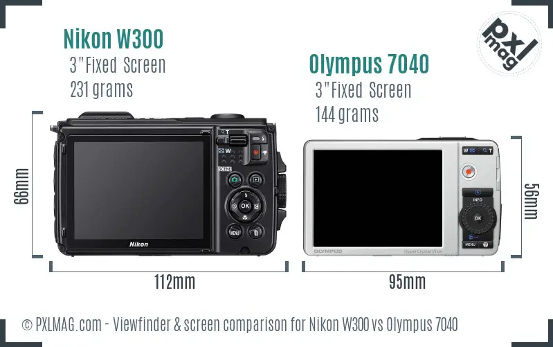 Nikon W300 vs Olympus 7040 Screen and Viewfinder comparison