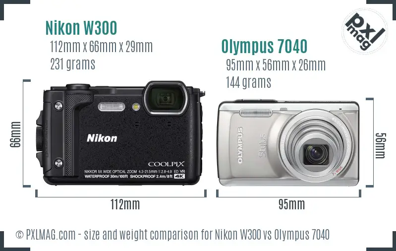 Nikon W300 vs Olympus 7040 size comparison