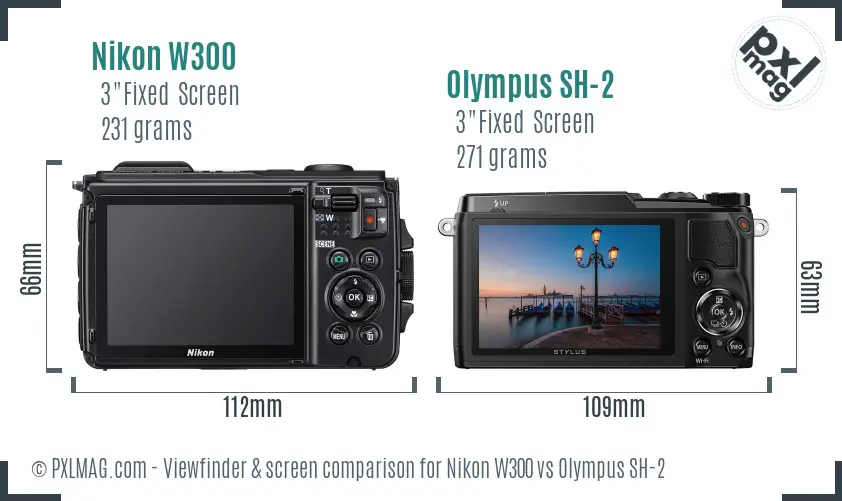 Nikon W300 vs Olympus SH-2 Screen and Viewfinder comparison Nikon W300 vs Olympus SH-2 Screen and Viewfinder comparison