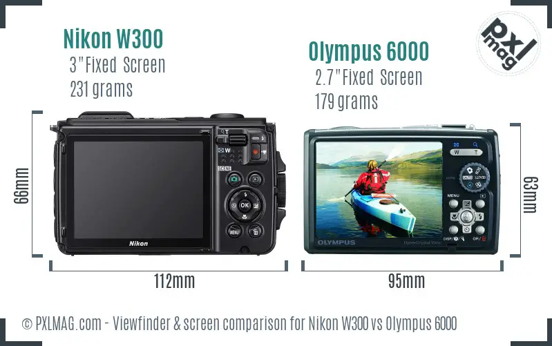 Nikon W300 vs Olympus 6000 Screen and Viewfinder comparison