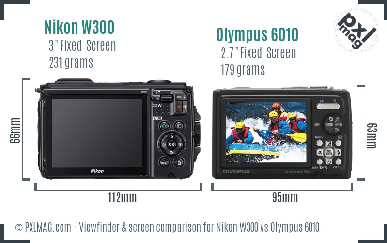 Nikon W300 vs Olympus 6010 Screen and Viewfinder comparison