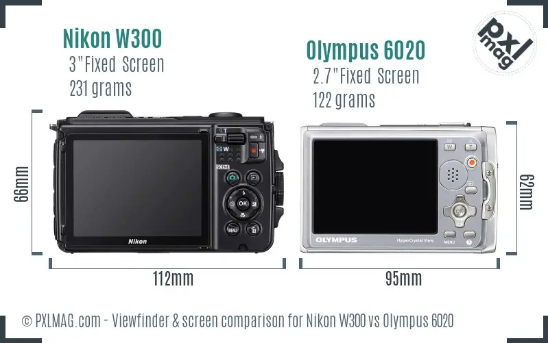 Nikon W300 vs Olympus 6020 Screen and Viewfinder comparison