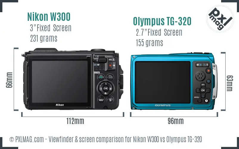 Nikon W300 vs Olympus TG-320 Screen and Viewfinder comparison