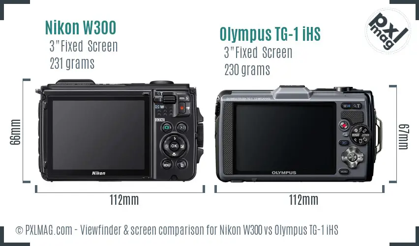 Nikon W300 vs Olympus TG-1 iHS Screen and Viewfinder comparison