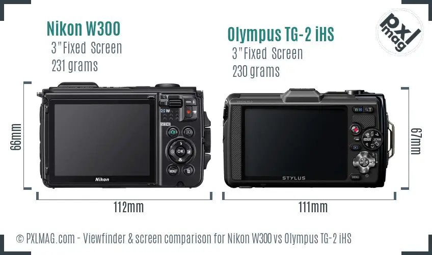 Nikon W300 vs Olympus TG-2 iHS Screen and Viewfinder comparison