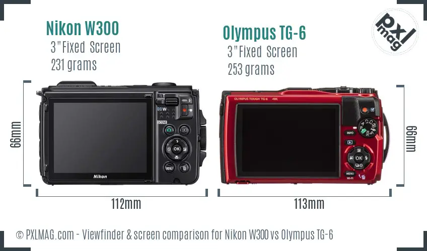 Nikon W300 vs Olympus TG-6 Screen and Viewfinder comparison