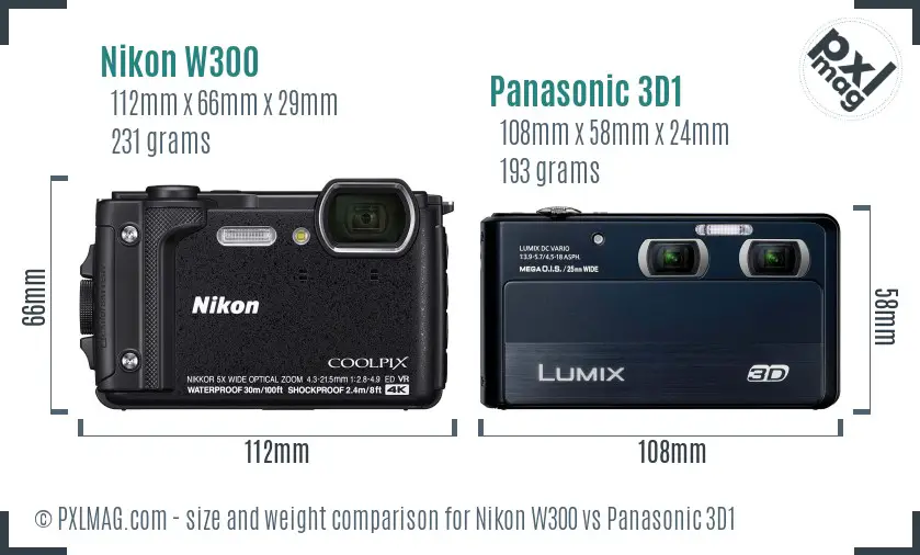 Nikon W300 vs Panasonic 3D1 size comparison