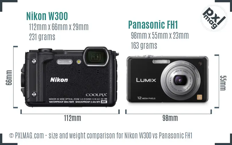 Nikon W300 vs Panasonic FH1 size comparison Nikon W300 vs Panasonic FH1 size comparison