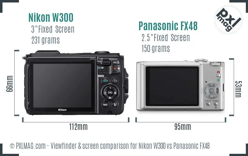 Nikon W300 vs Panasonic FX48 Screen and Viewfinder comparison Nikon W300 vs Panasonic FX48 Screen and Viewfinder comparison