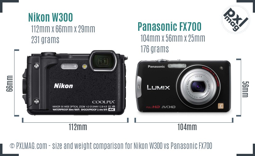 Nikon W300 vs Panasonic FX700 size comparison Nikon W300 vs Panasonic FX700 size comparison