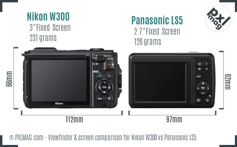 Nikon W300 vs Panasonic LS5 Screen and Viewfinder comparison Nikon W300 vs Panasonic LS5 Screen and Viewfinder comparison