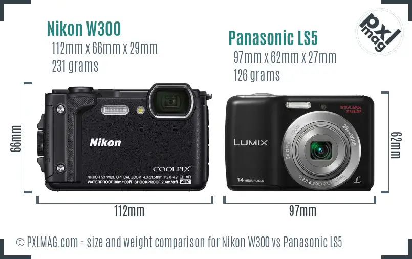 Nikon W300 vs Panasonic LS5 size comparison Nikon W300 vs Panasonic LS5 size comparison