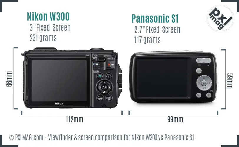 Nikon W300 vs Panasonic S1 Screen and Viewfinder comparison