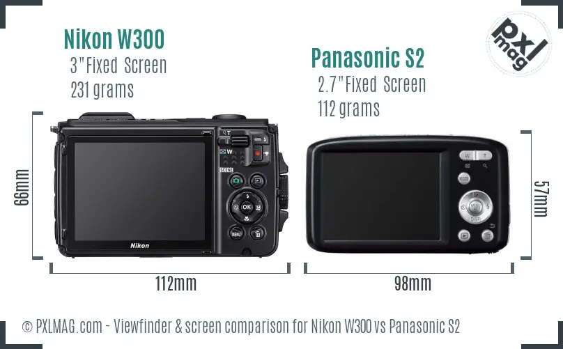 Nikon W300 vs Panasonic S2 Screen and Viewfinder comparison