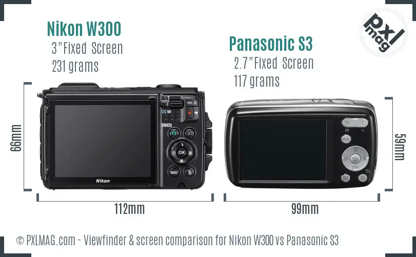 Nikon W300 vs Panasonic S3 Screen and Viewfinder comparison