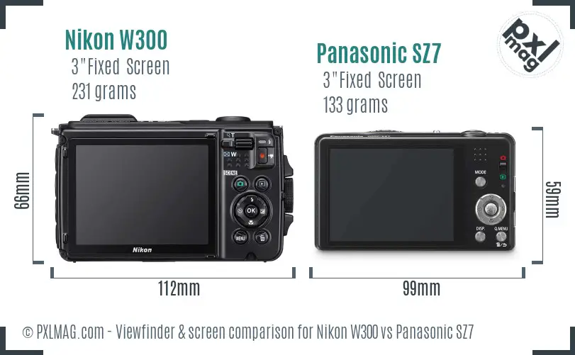 Nikon W300 vs Panasonic SZ7 Screen and Viewfinder comparison Nikon W300 vs Panasonic SZ7 Screen and Viewfinder comparison