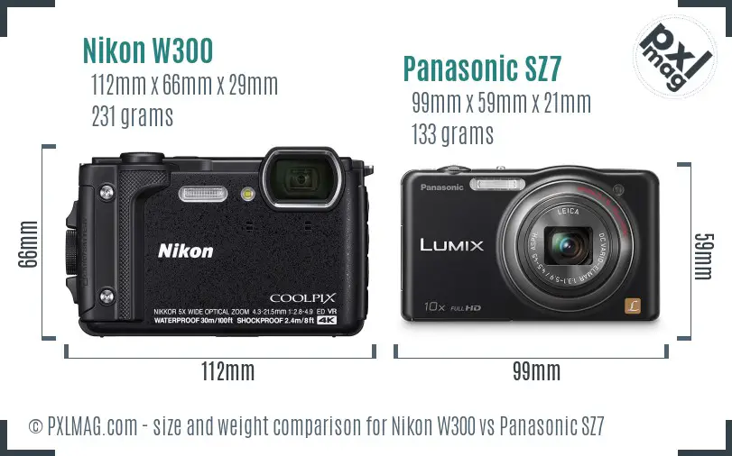 Nikon W300 vs Panasonic SZ7 size comparison Nikon W300 vs Panasonic SZ7 size comparison