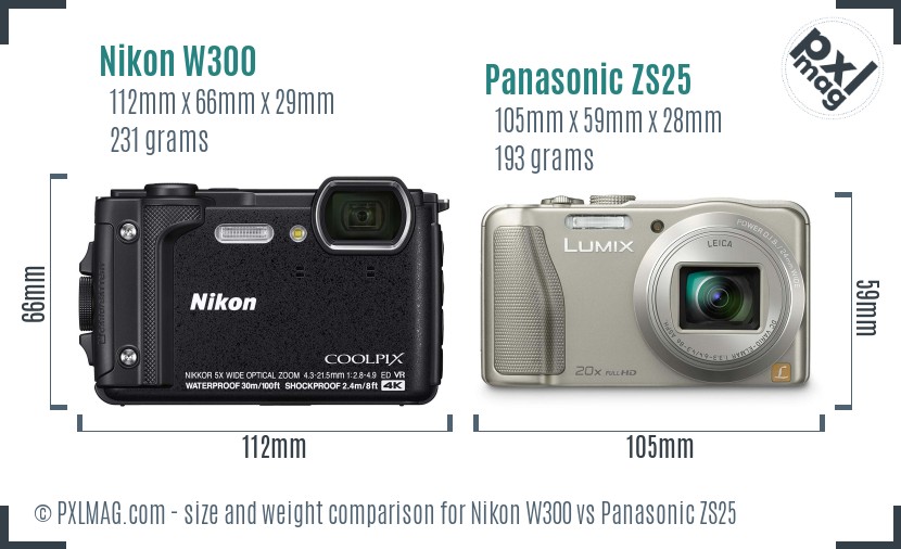 Nikon W300 vs Panasonic ZS25 size comparison Nikon W300 vs Panasonic ZS25 size comparison