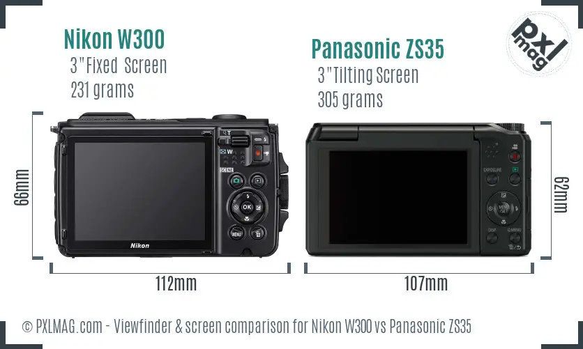 Nikon W300 vs Panasonic ZS35 Screen and Viewfinder comparison Nikon W300 vs Panasonic ZS35 Screen and Viewfinder comparison