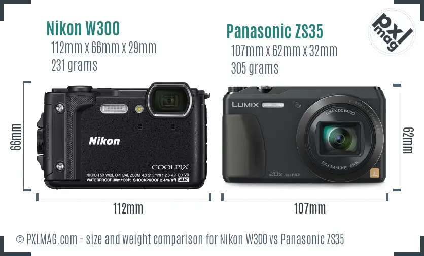 Nikon W300 vs Panasonic ZS35 size comparison Nikon W300 vs Panasonic ZS35 size comparison
