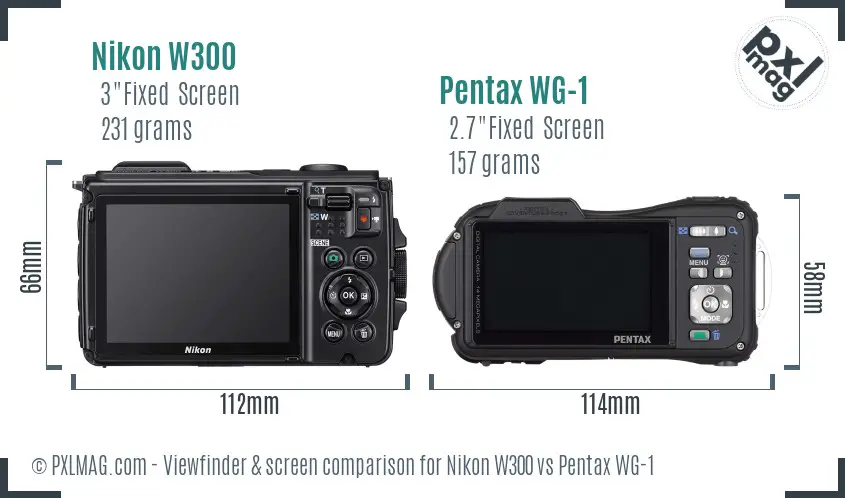 Nikon W300 vs Pentax WG-1 Screen and Viewfinder comparison