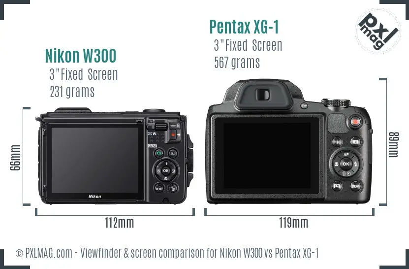 Nikon W300 vs Pentax XG-1 Screen and Viewfinder comparison
