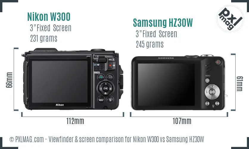 Nikon W300 vs Samsung HZ30W Screen and Viewfinder comparison Nikon W300 vs Samsung HZ30W Screen and Viewfinder comparison