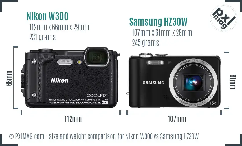 Nikon W300 vs Samsung HZ30W size comparison Nikon W300 vs Samsung HZ30W size comparison