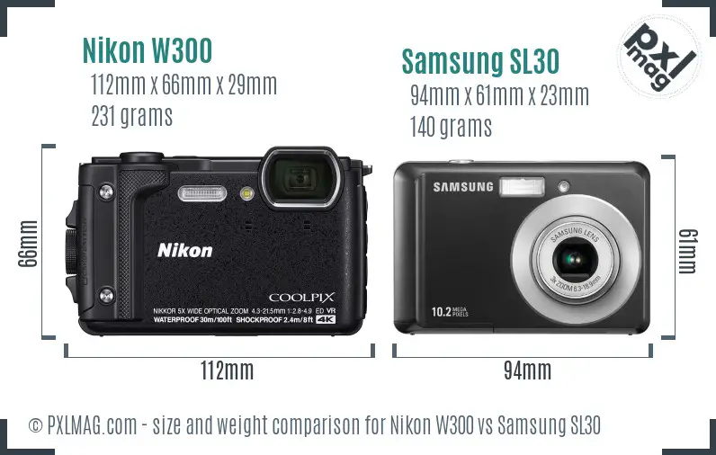 Nikon W300 vs Samsung SL30 size comparison Nikon W300 vs Samsung SL30 size comparison