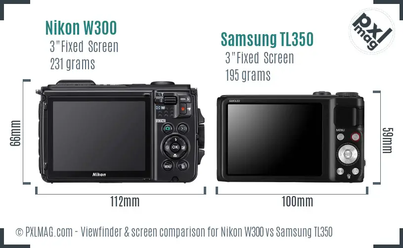 Nikon W300 vs Samsung TL350 Screen and Viewfinder comparison