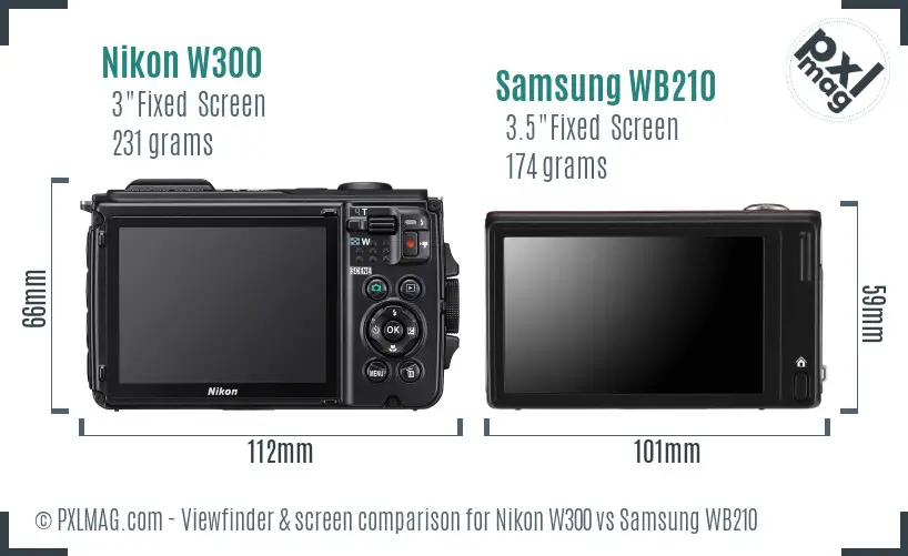Nikon W300 vs Samsung WB210 Screen and Viewfinder comparison Nikon W300 vs Samsung WB210 Screen and Viewfinder comparison