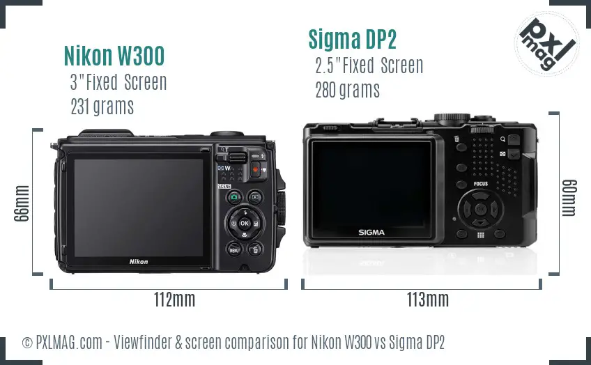 Nikon W300 vs Sigma DP2 Screen and Viewfinder comparison