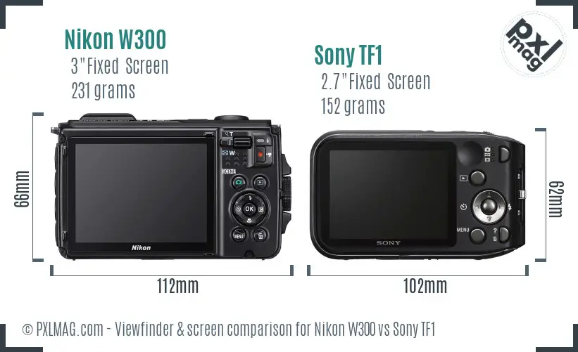 Nikon W300 vs Sony TF1 Screen and Viewfinder comparison
