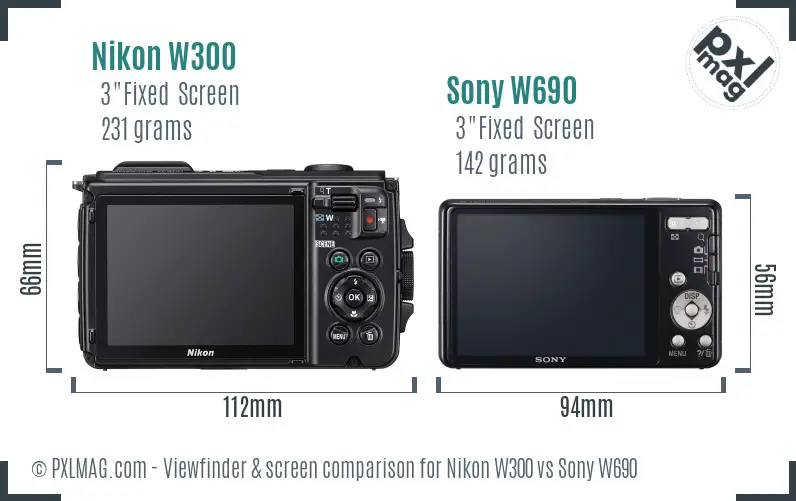 Nikon W300 vs Sony W690 Screen and Viewfinder comparison Nikon W300 vs Sony W690 Screen and Viewfinder comparison