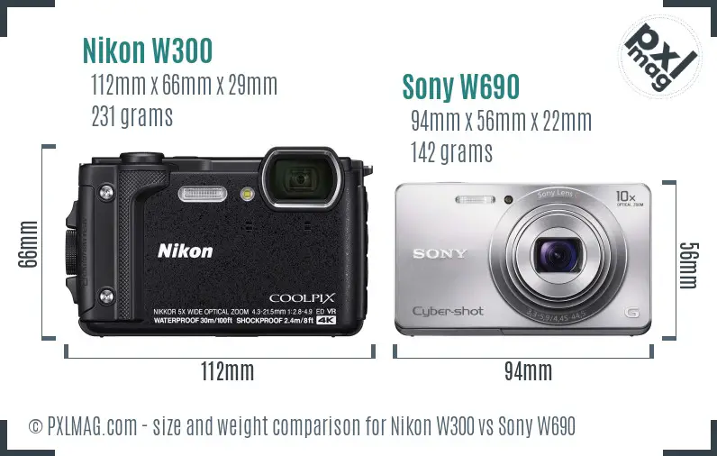 Nikon W300 vs Sony W690 size comparison Nikon W300 vs Sony W690 size comparison