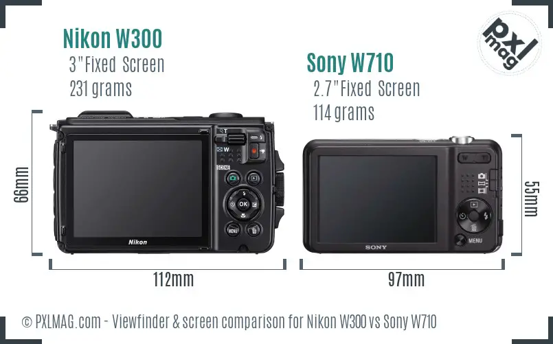 Nikon W300 vs Sony W710 Screen and Viewfinder comparison Nikon W300 vs Sony W710 Screen and Viewfinder comparison