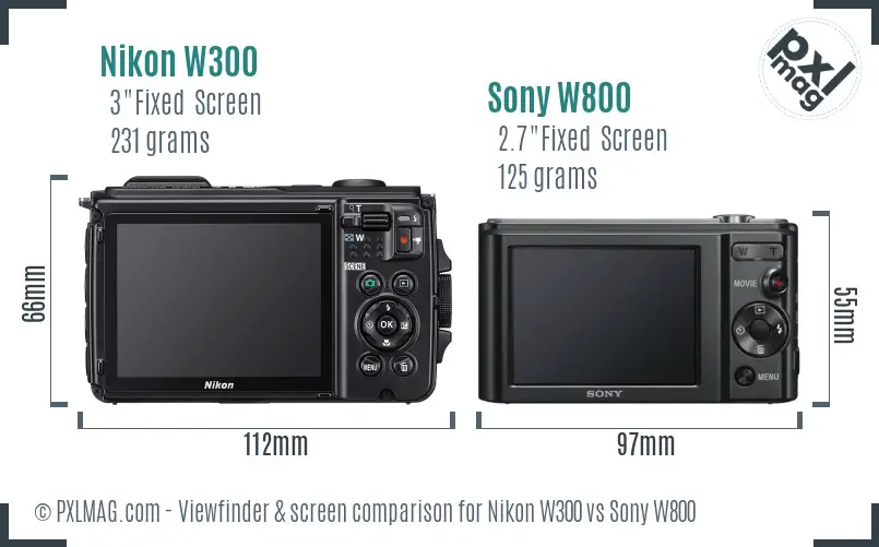 Nikon W300 vs Sony W800 Screen and Viewfinder comparison Nikon W300 vs Sony W800 Screen and Viewfinder comparison