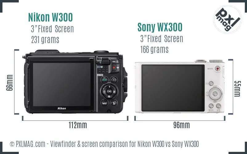Nikon W300 vs Sony WX300 Screen and Viewfinder comparison Nikon W300 vs Sony WX300 Screen and Viewfinder comparison