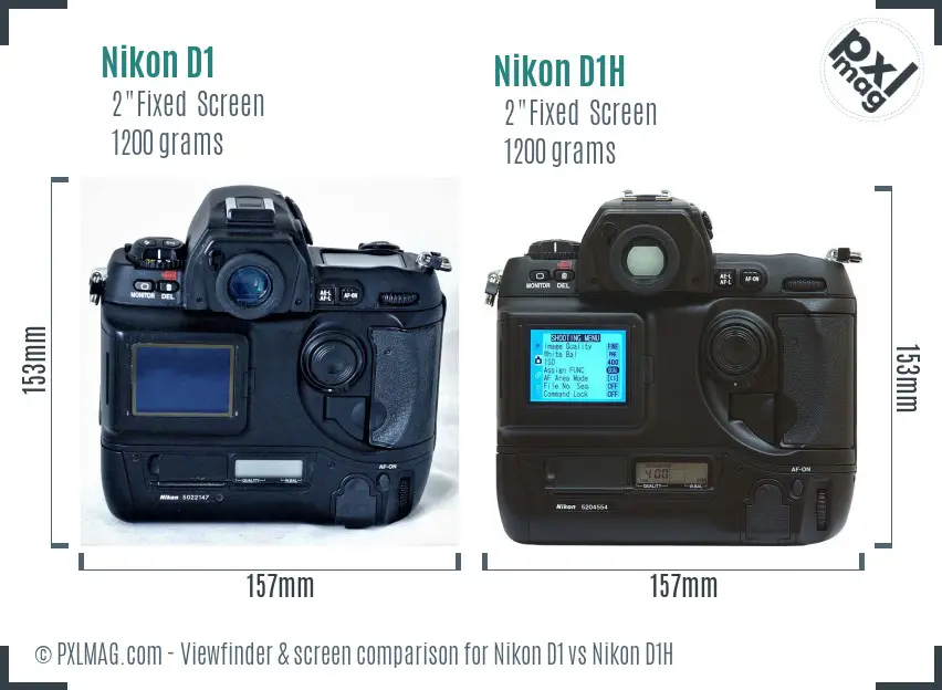 Nikon D1 vs Nikon D1H Screen and Viewfinder comparison